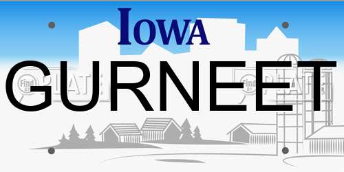 GURNEET Iowa License Plate