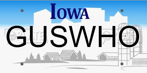 GUSWHO Iowa License Plate