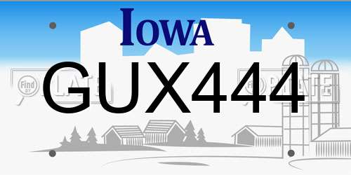 GUX444 Iowa License Plate