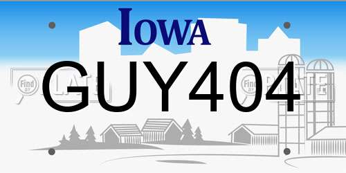GUY404 Iowa License Plate