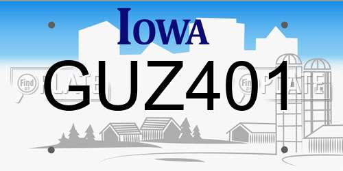 GUZ401 Iowa License Plate