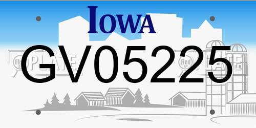 GV05225 Iowa License Plate
