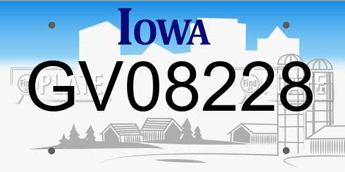 GV08228 Iowa License Plate