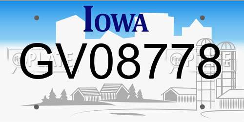 GV08778 Iowa License Plate