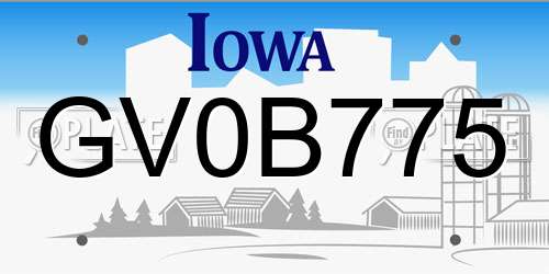 GV0B775 Iowa License Plate