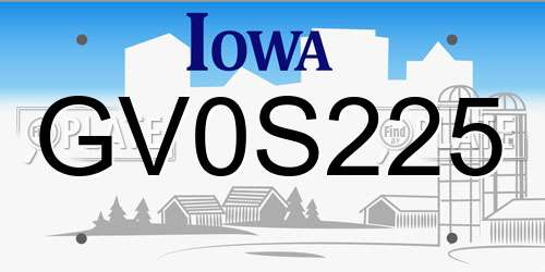 GV0S225 Iowa License Plate