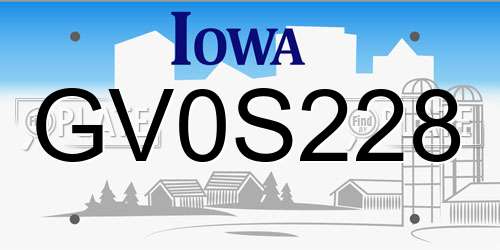 GV0S228 Iowa License Plate