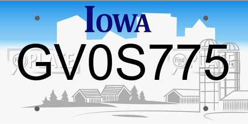GV0S775 Iowa License Plate
