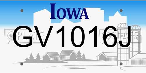 GV1016J Iowa License Plate