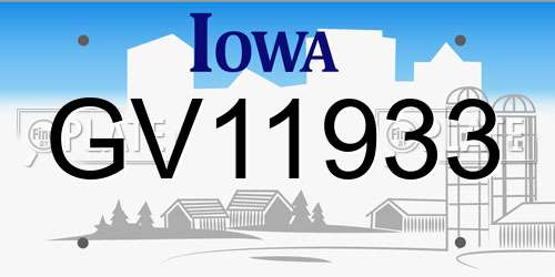 GV11933 Iowa License Plate