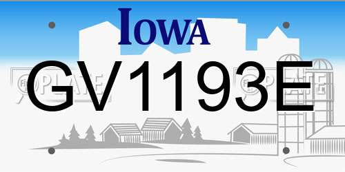 GV1193E Iowa License Plate