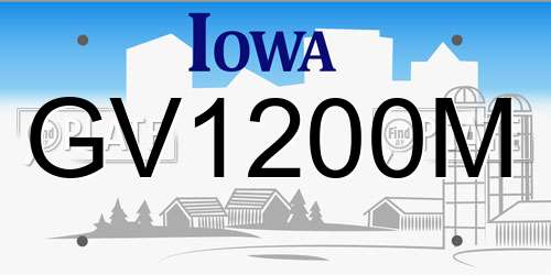 GV1200M Iowa License Plate