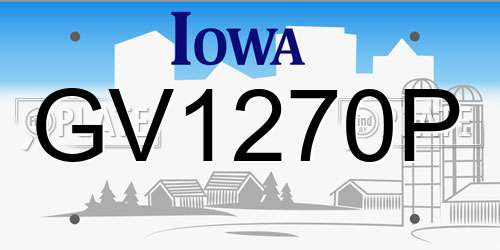 GV1270P Iowa License Plate
