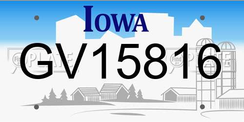 GV15816 Iowa License Plate
