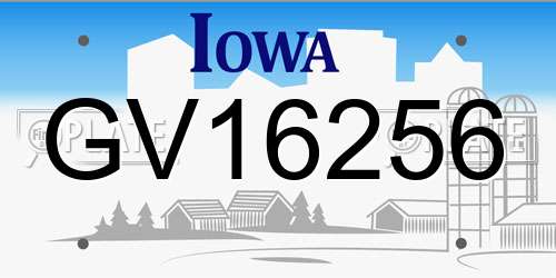 GV16256 Iowa License Plate
