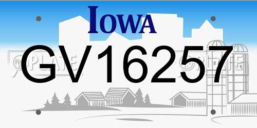 GV16257 Iowa License Plate