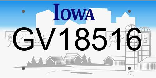 GV18516 Iowa License Plate