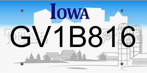 GV1B816 Iowa License Plate