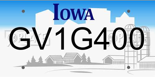 GV1G400 Iowa License Plate