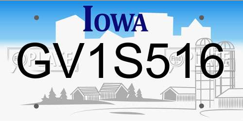 GV1S516 Iowa License Plate