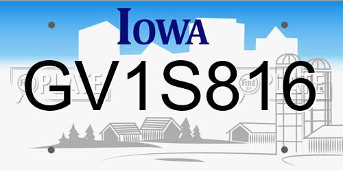 GV1S816 Iowa License Plate