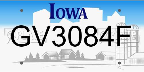GV3084F Iowa License Plate