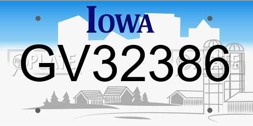 GV32386 Iowa License Plate