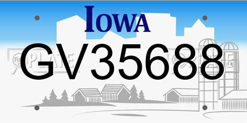 GV35688 Iowa License Plate
