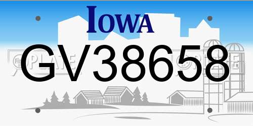 GV38658 Iowa License Plate