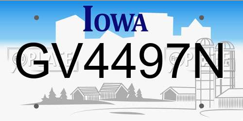 GV4497N Iowa License Plate