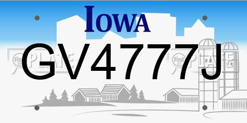 GV4777J Iowa License Plate