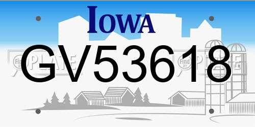GV53618 Iowa License Plate
