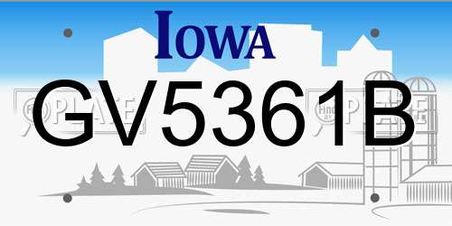 GV5361B Iowa License Plate