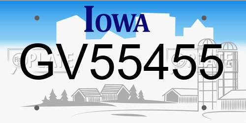 GV55455 Iowa License Plate