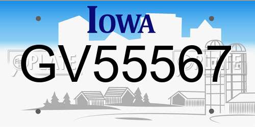 GV55567 Iowa License Plate