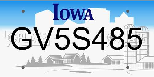 GV5S485 Iowa License Plate