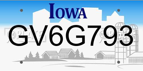 GV6G793 Iowa License Plate