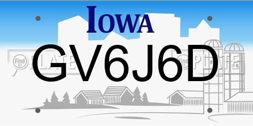 GV6J6D Iowa License Plate