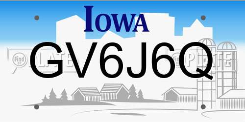 GV6J6Q Iowa License Plate