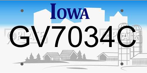 GV7034C Iowa License Plate