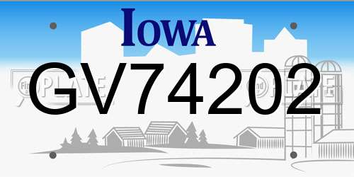 GV74202 Iowa License Plate