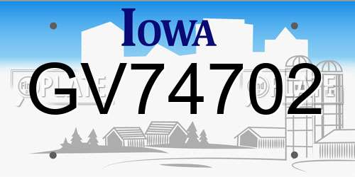 GV74702 Iowa License Plate