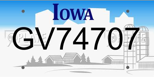 GV74707 Iowa License Plate