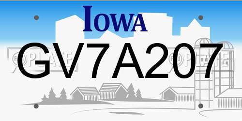 GV7A207 Iowa License Plate