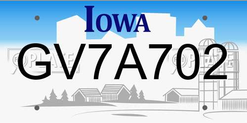 GV7A702 Iowa License Plate