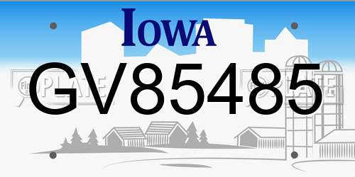 GV85485 Iowa License Plate