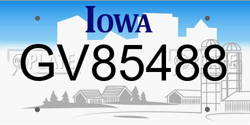 GV85488 Iowa License Plate