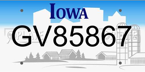 GV85867 Iowa License Plate