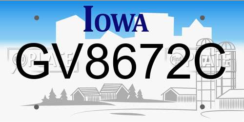 GV8672C Iowa License Plate