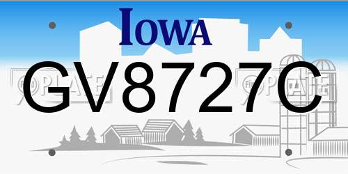 GV8727C Iowa License Plate